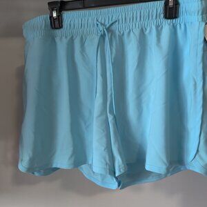 SOILED Ideology Women Elastic Waist Drawstring Swim Short Blue Sz XL $40 10HL145